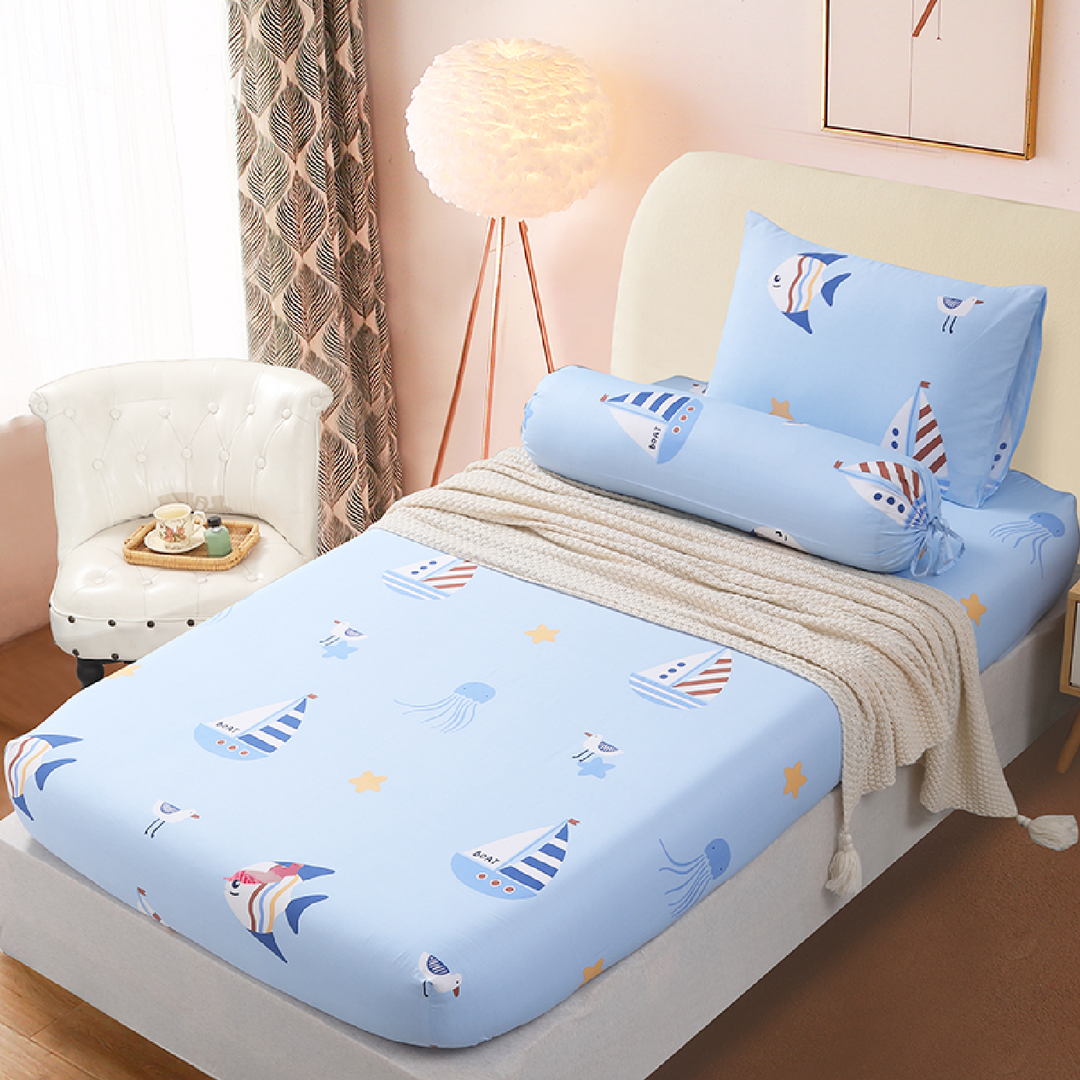 Aussino Kids Ahoy 100% Cotton Fitted Sheet Set