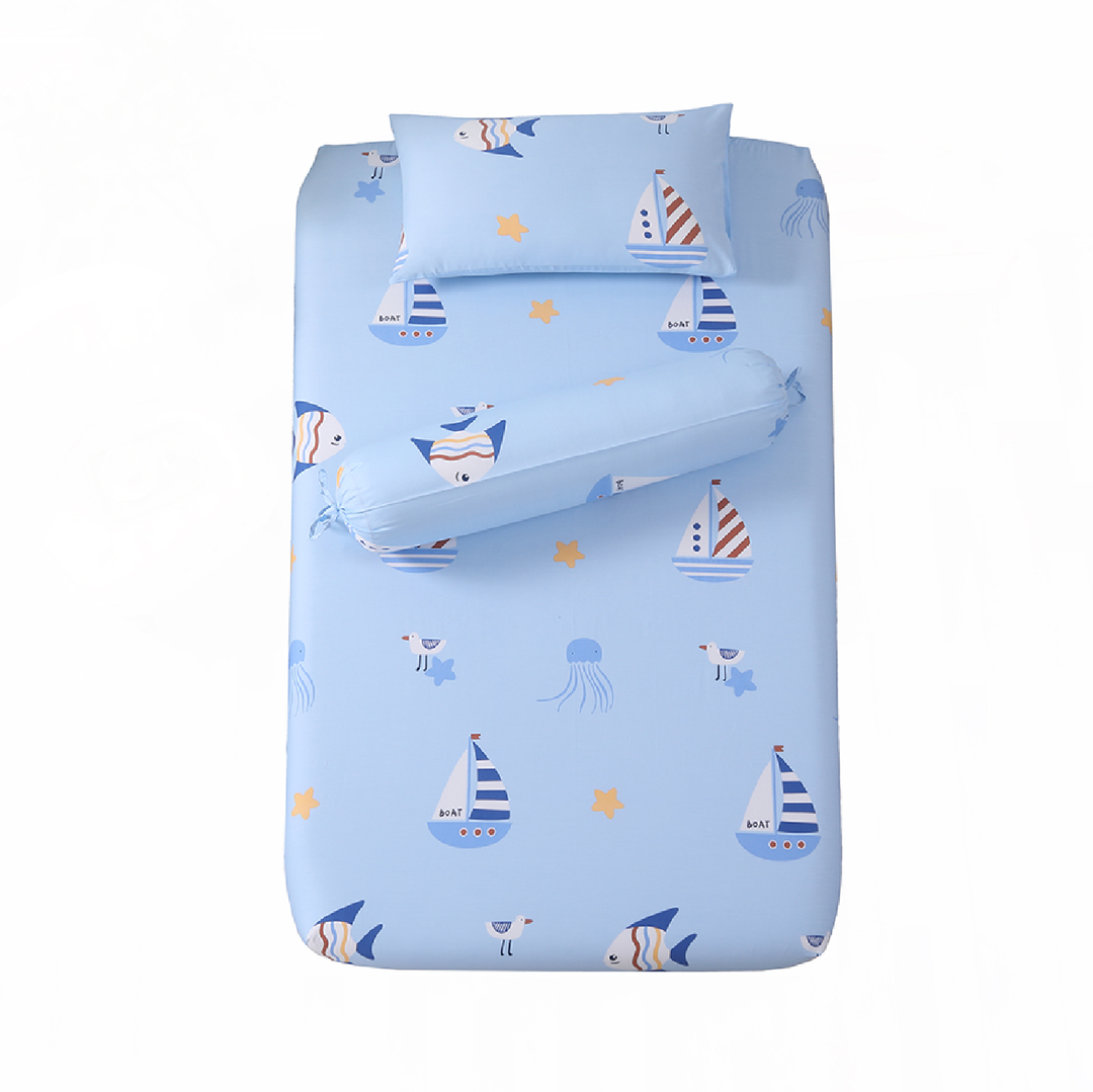Aussino Kids Ahoy 100% Cotton Fitted Sheet Set