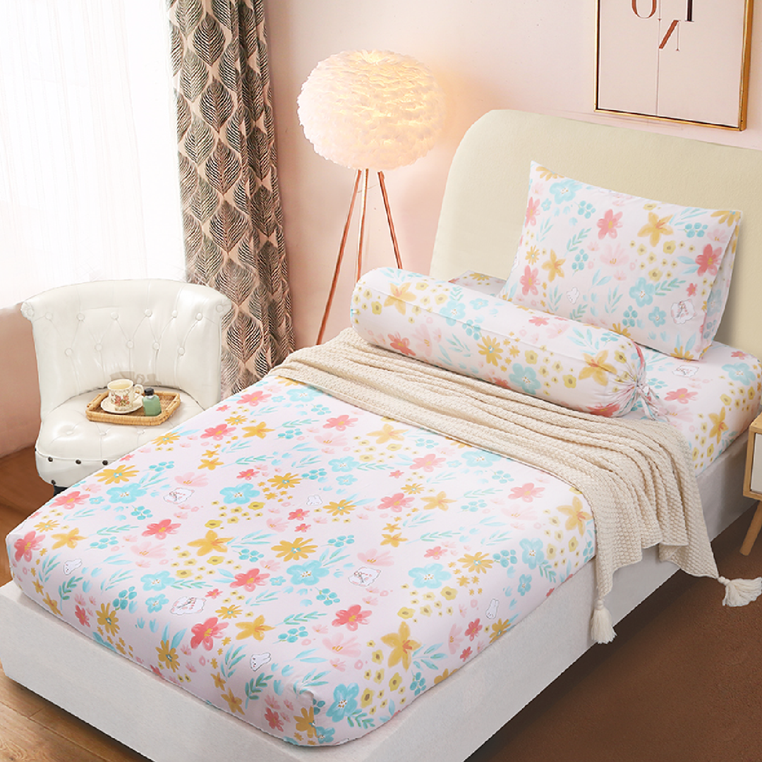 Aussino Kids Blush 100% Cotton Fitted Sheet Set