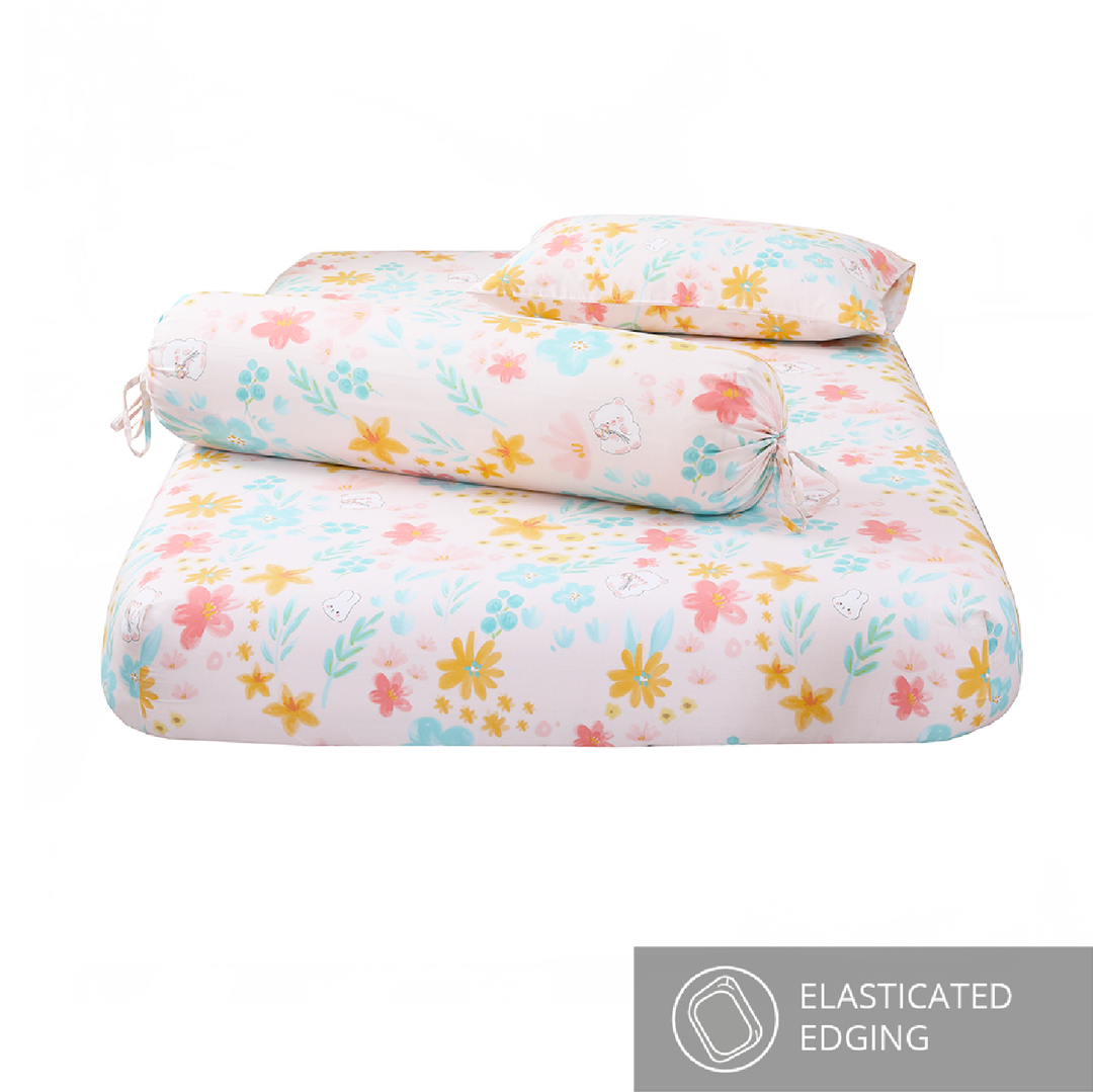 Aussino Kids Blush 100% Cotton Fitted Sheet Set