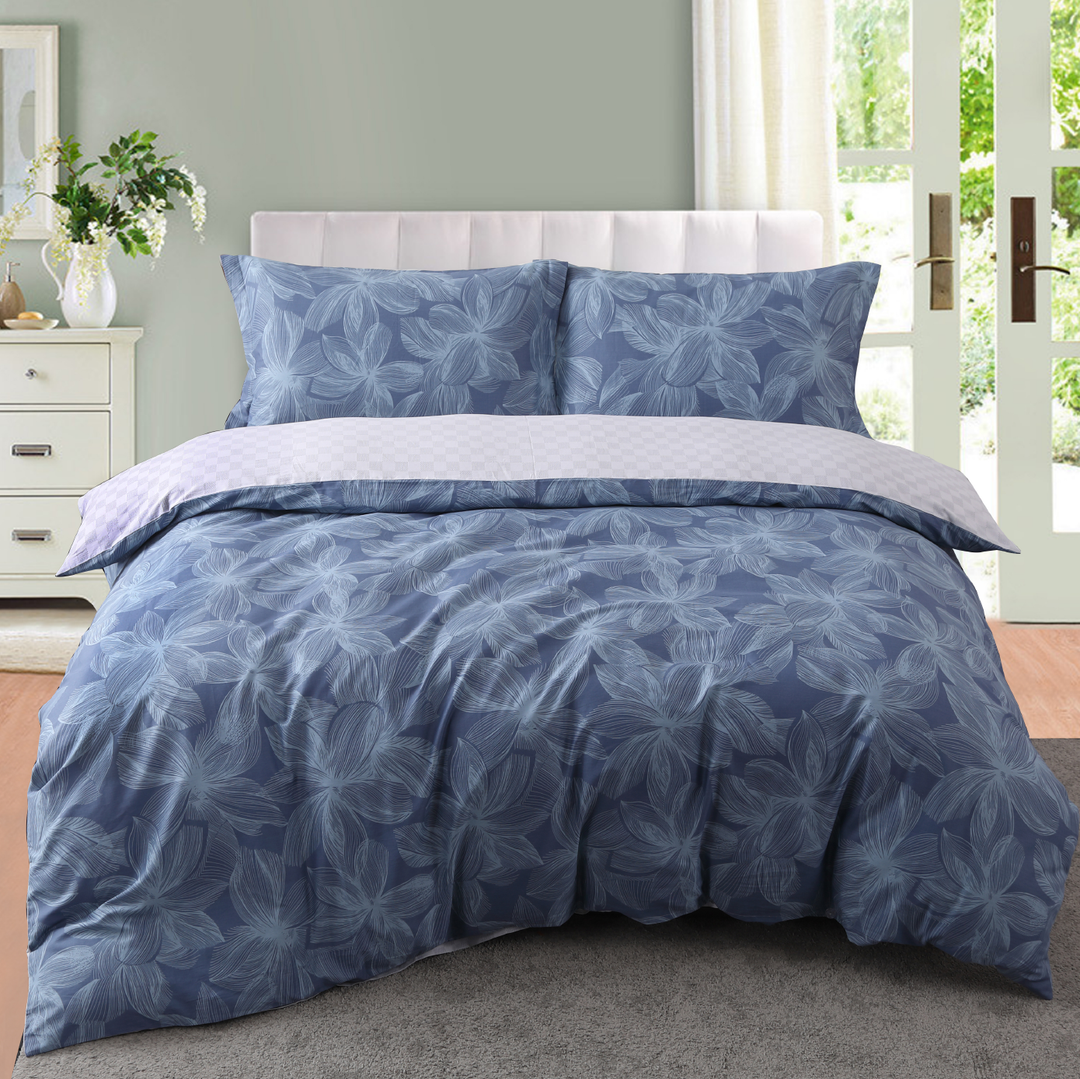 Contempo Celeste 100% Cotton Quilt Cover Set