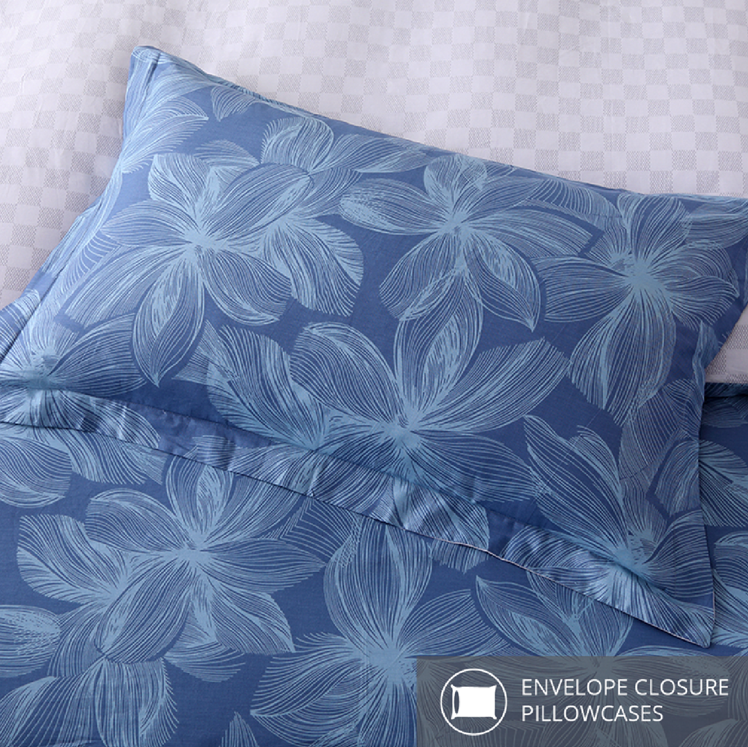 Contempo Celeste 100% Cotton Quilt Cover Set