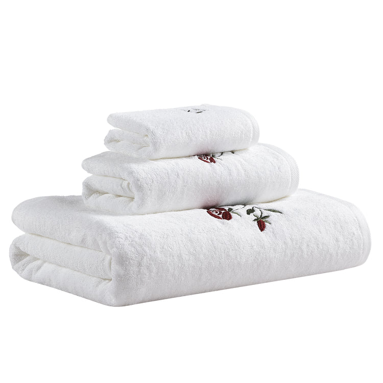 Aussino Rose Embroidery 100% Cotton 3pcs Towel Set - Aussino Malaysia