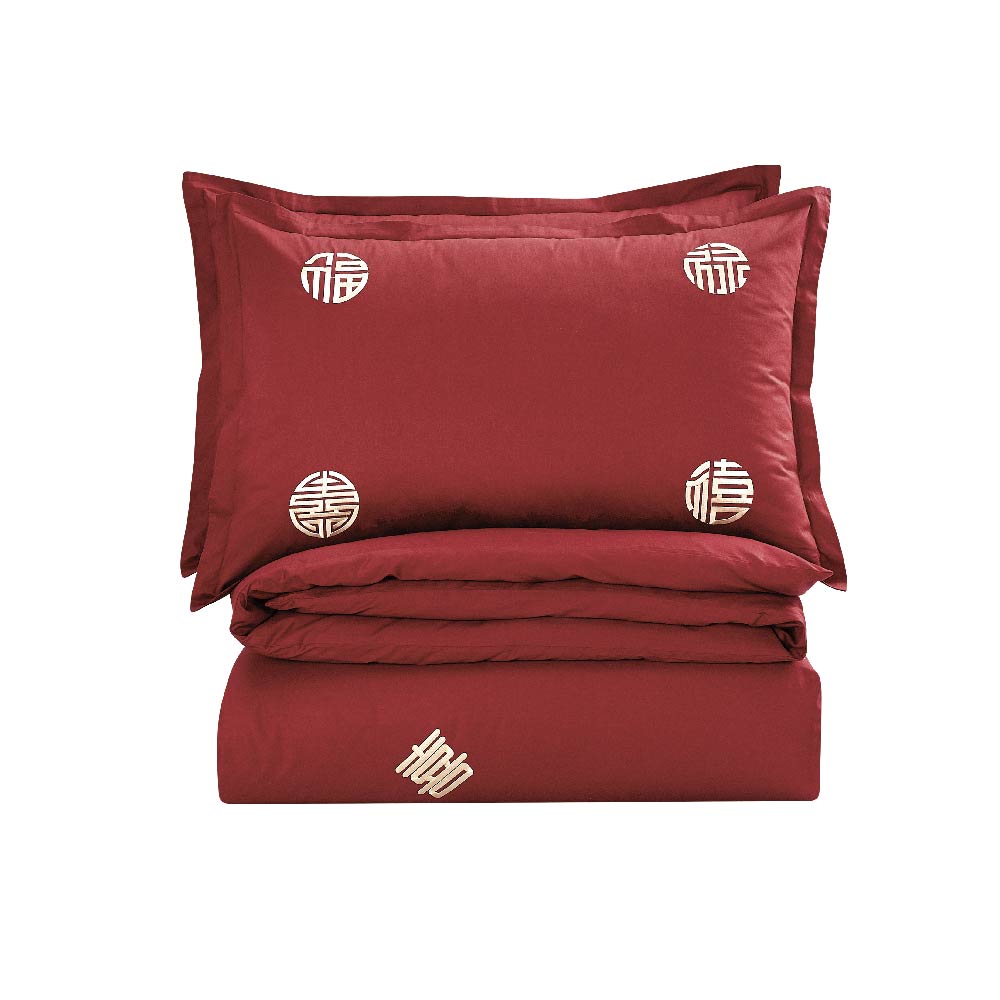 Contempo Joyluck Embroidery 100% Cotton Quilt Cover Set - Aussino Malaysia