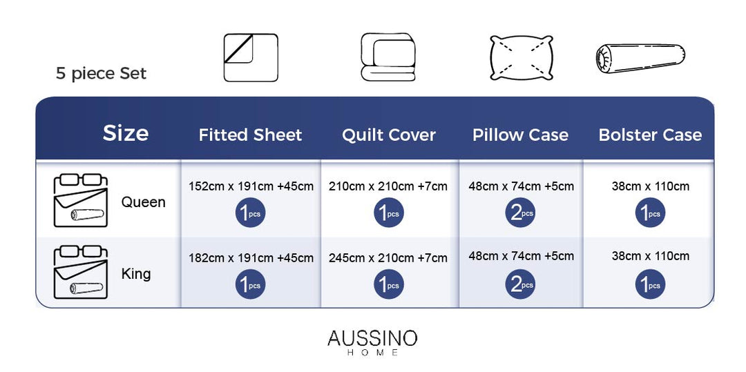 COOLING TENCEL™ Solid Colour 1200 Thread Count 5pcs Set - Aussino Malaysia