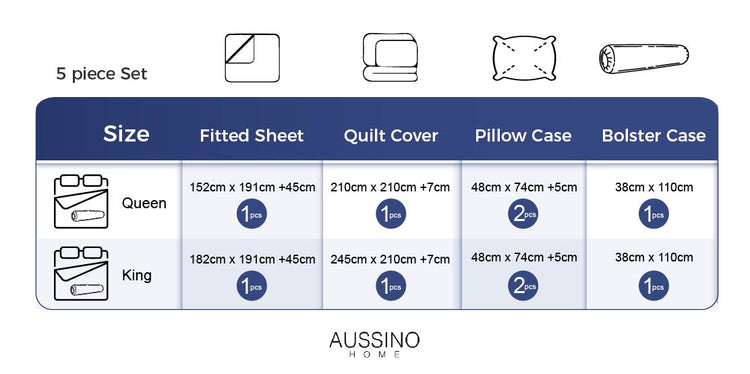 COOLING TENCEL™ Solid Colour 1200 Thread Count 5pcs Set - Aussino Malaysia