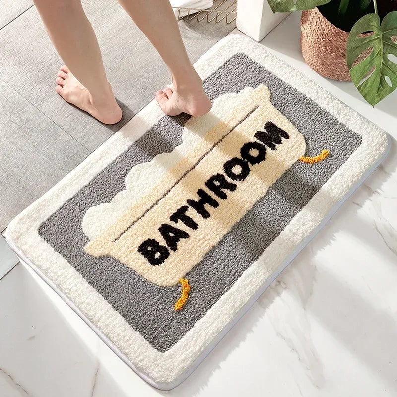 Bath Mat Non Slip Soft Faux Wool Rug Quick Dry Dirt Resistant Bathroom Carpet for Shower Tub Toilet Home Floor Mat