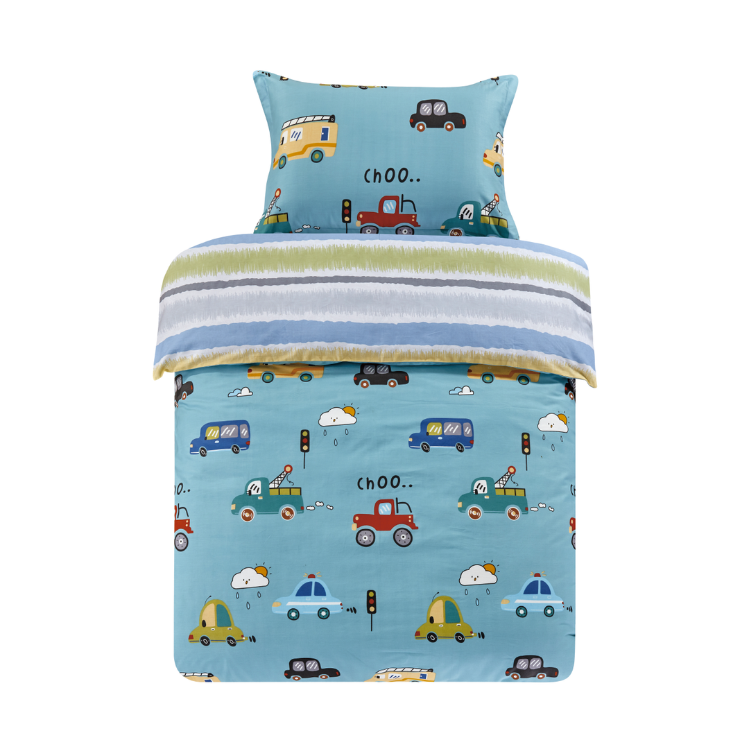 Aussino Kids Vroomy 100% Cotton Quilt Cover Set