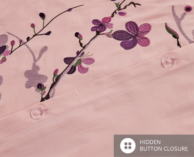 Contempo Sakura Embroidery 100% Cotton Quilt Cover Set - Aussino Malaysia